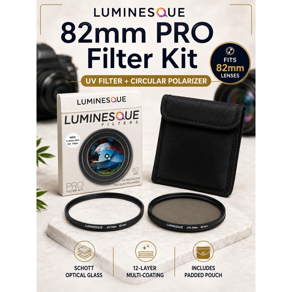 Luminesque 82mm PRO UV CPL Filter Kit Circular Polarizer Schott Glass Pouch